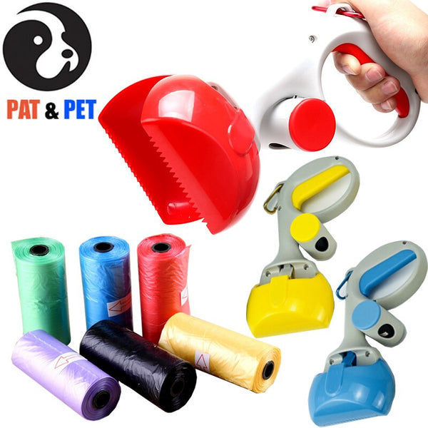 Pets Pooper Scooper Set for Dogs with  Poop Bags - Perfect for S , M , L , XL Pets , Portable and Heavy Duty with Jaw Claw Bin