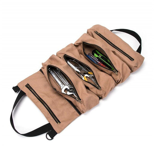 Multifunctional Tool Roll Storage Bag Handy Small Tools Tote Carrier Car Back Seat Roll Up Car Back Seat Storage Bag