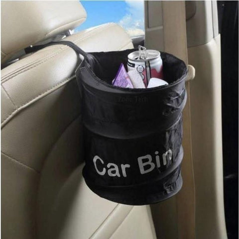 Handy Car Interior Wastebasket Trash Can Litter Container Car Auto Pop Up Garbage Bin Bag Black Storage Bags